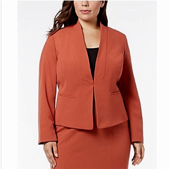 NWT! Nine West Plus Kiss Front Blazer Stretchy Cinnamon 14 18W - Picture 1 of 4